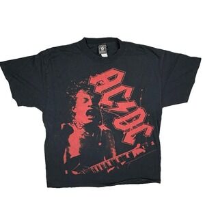 Vintage y2k AC/DC Angus Young Rockware Band T-Shirt Black Red Sz L ACDC 2005‎